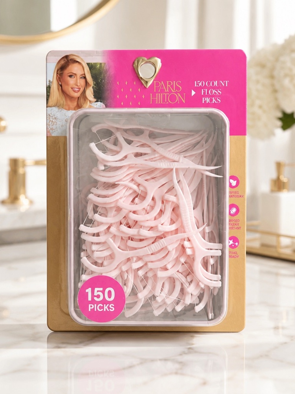 Paris Hilton Pink Floss Picks 150 Count Dental Floss Picks